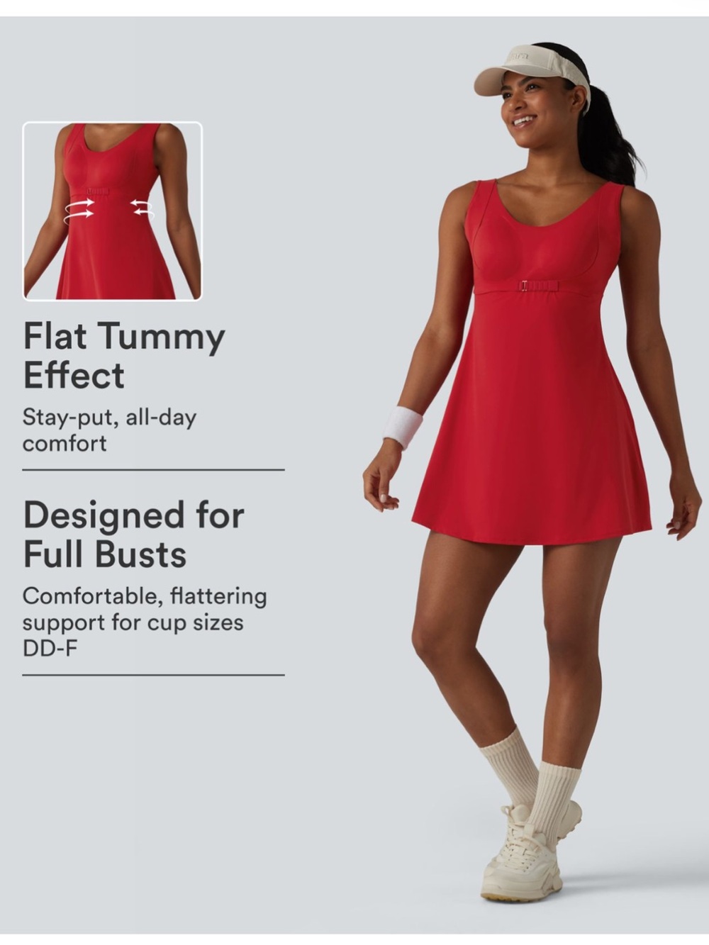 New HALARA Red EASY PEEZY Ultrasculpt PUSH UP A‑Line Tennis Dress XS